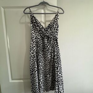 Express Black and White Animal Print Midi Dress